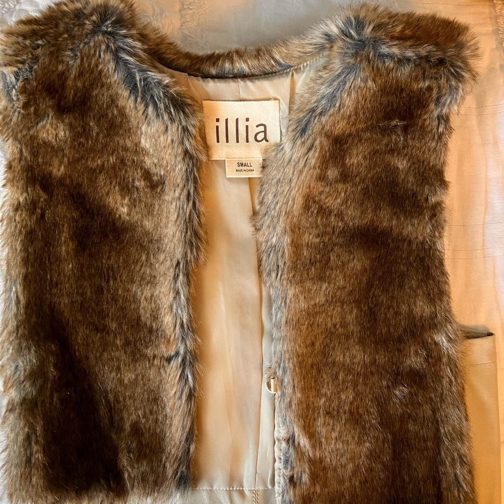 Anthropologie fur and leather vest
